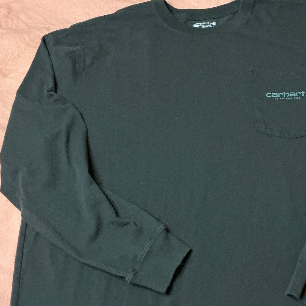 Carhartt Black Long Sleeve Tee with Green Logo - Picture 8 of 13